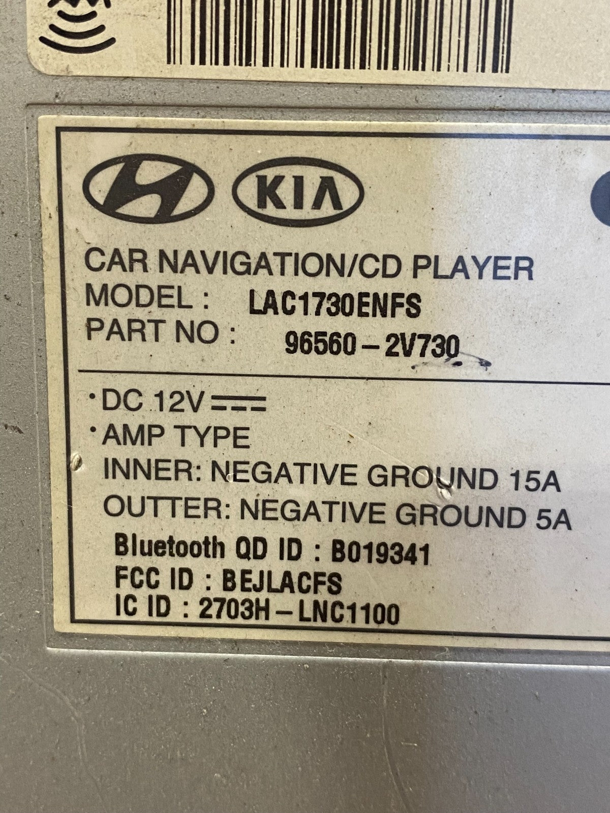 2012 - 2014 Hyundai Veloster Radio Receiver Display Screen 96560-2v730 AD1558 DW6