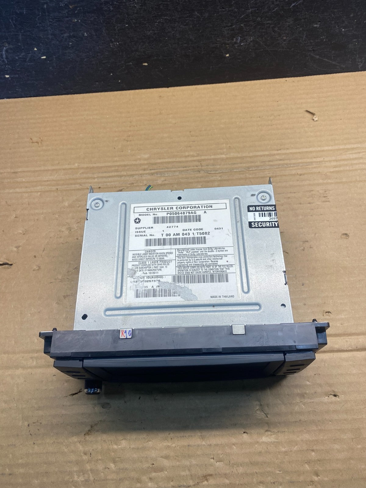 2007 2014 Jeep Dodge Chrysler Screen Display CD Player Satellite Radio AE4785 DG3