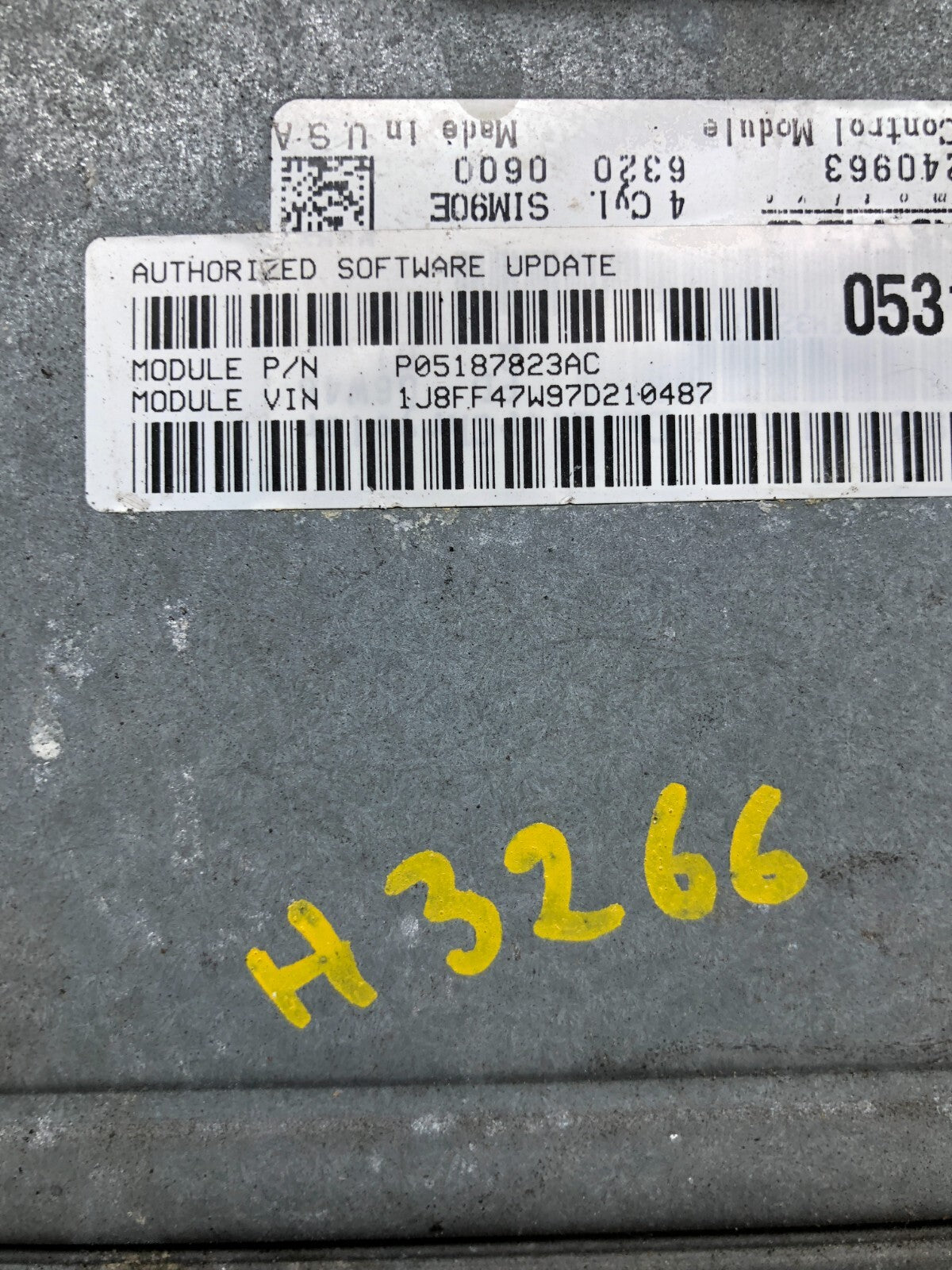 2007 Jeep Patriot 2.4L Engine Control Module ECM p05187823ac H3266 PS3