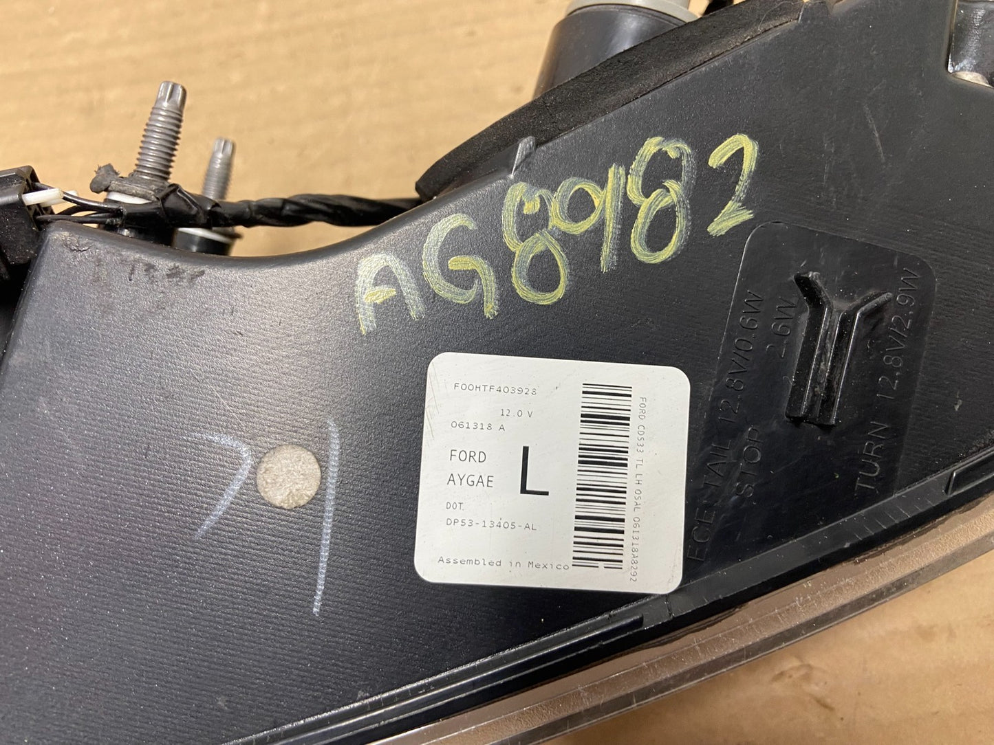 2013-2019 Lincoln MKZ Left Driver LH Side Tail Light AG8982 DW6