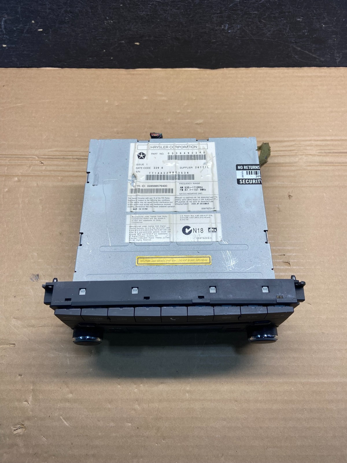 2007-2012 Chrysler Dodge Jeep Ram Radio CD MP3 AUX Receiver ae4578 DG5