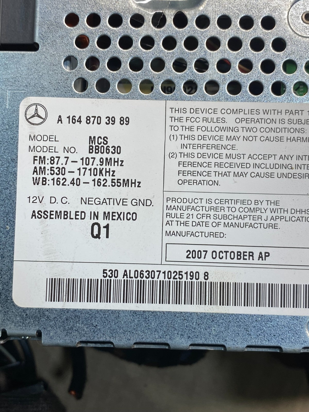 2006 2007 2008 Mercedes ML350 GL450 Radio Navigation Screen Display AI7237 DG6