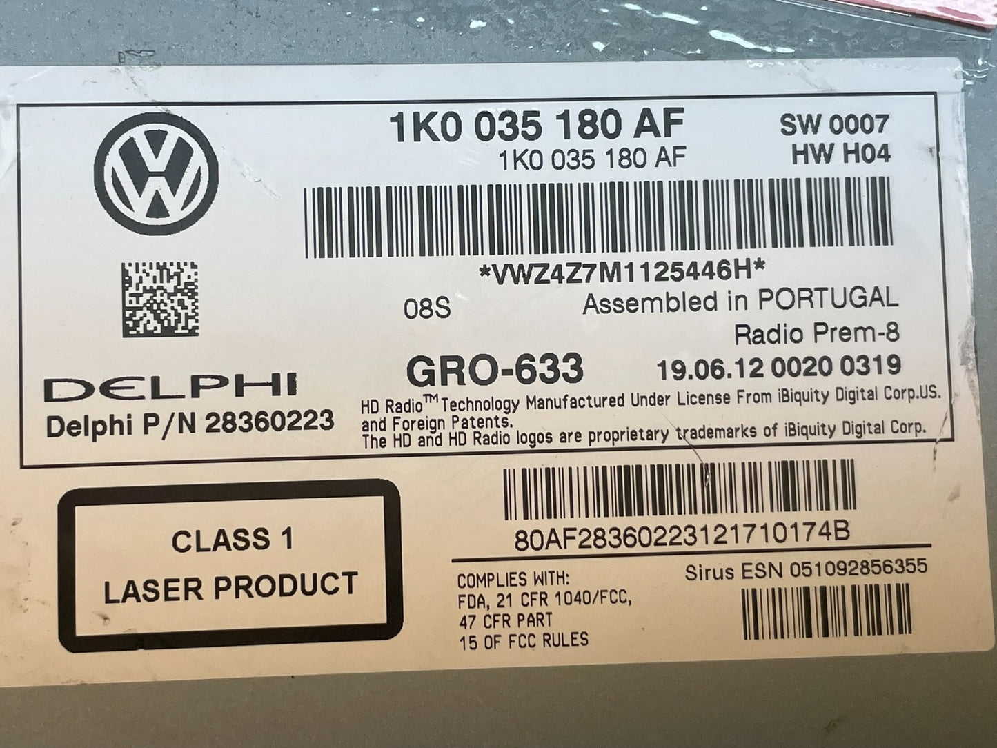 2012 to 2017 Volkswagen Passat Jetta Radio CD Player AM/FM Media ad5962 DG8