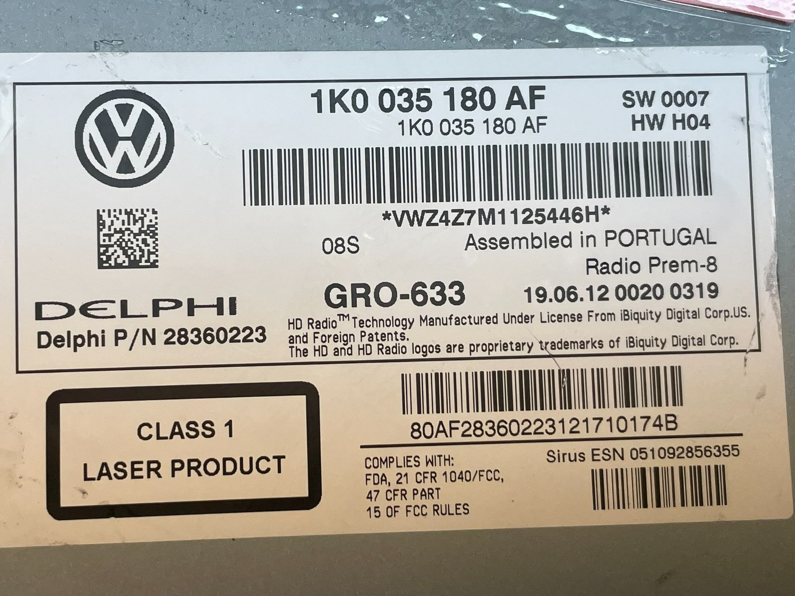 2012 to 2017 Volkswagen Passat Jetta Radio CD Player AM/FM Media ad5962 DG8