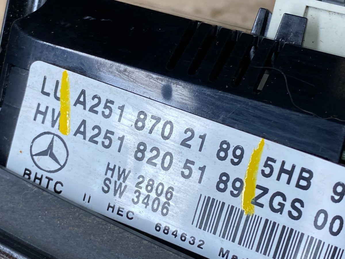 2006 to 2008 Mercedes W251 R350 AC Temp Heater Climate Control V1702 DG6
