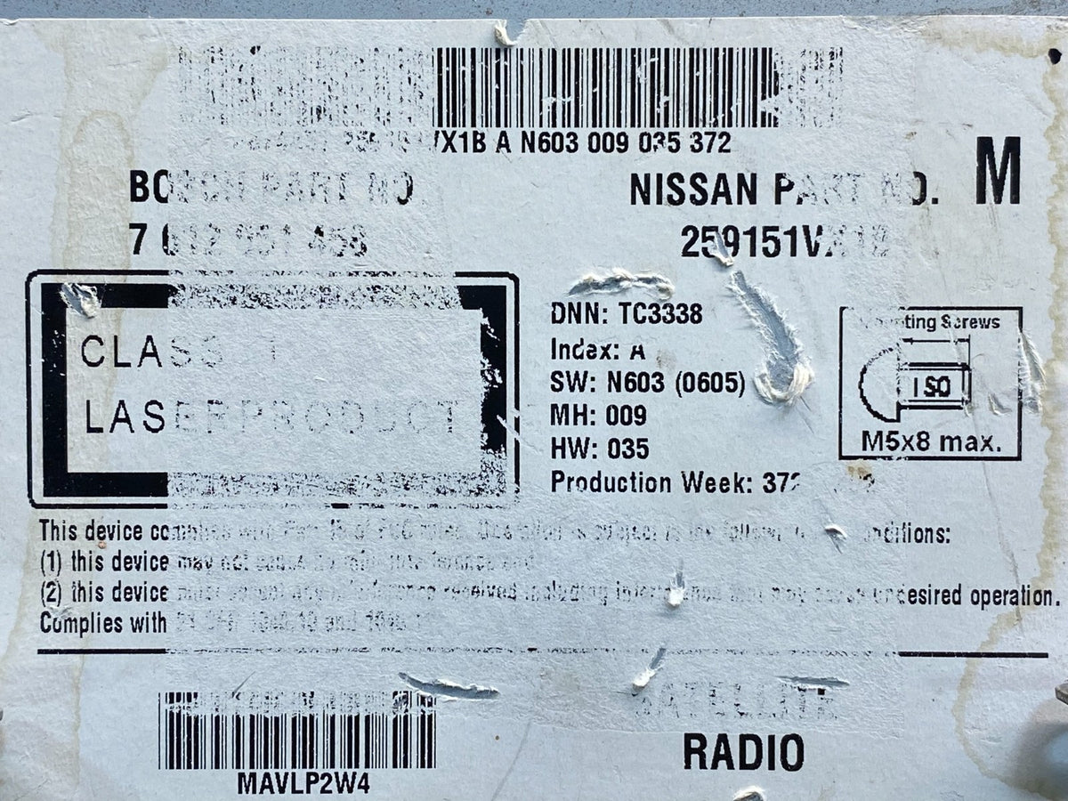 2011 to 2014 Nissan Rogue Juke Cube Radio Navigation AI0171 PS6