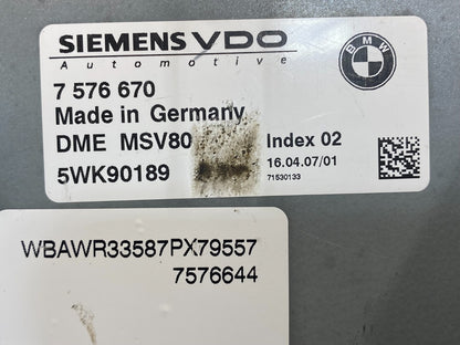 2007 to 2011 Bmw 328i X3 Ecm Ecu Engine Computer Module AF7653 DG2