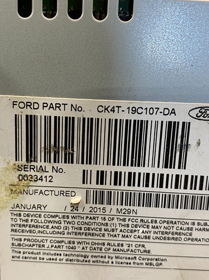 2015-2016 Ford Transit 150 250 350 Radio Receiver ID CK4T-19C107-DA ad3613 DG6