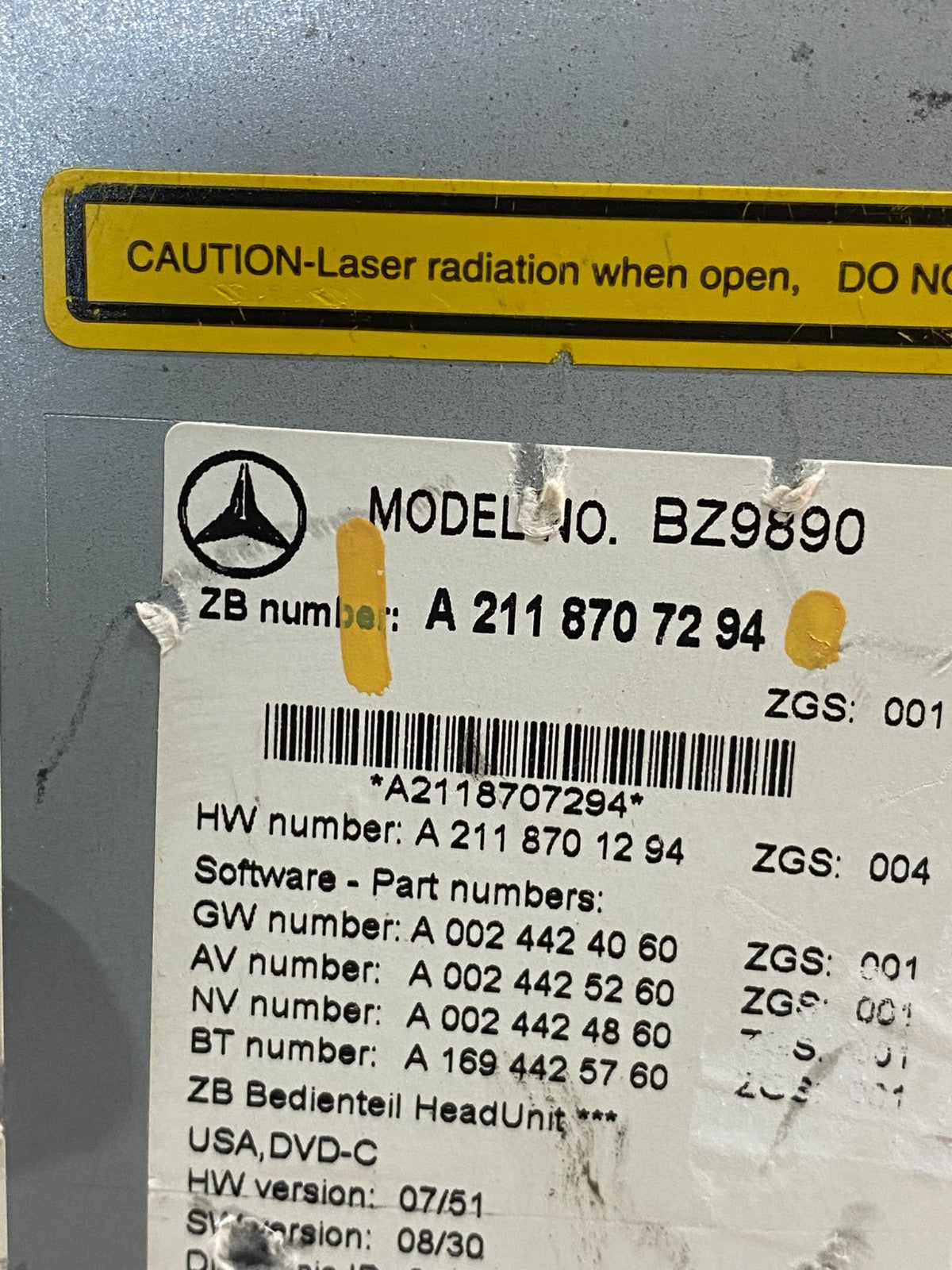 2009-2011 Mercedes Benz W211 E350 E500 Radio Screen Navigation Display ad3400 DG6