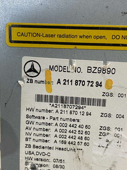 2009-2011 Mercedes Benz W211 E350 E500 Radio Screen Navigation Display ad3400 DG6