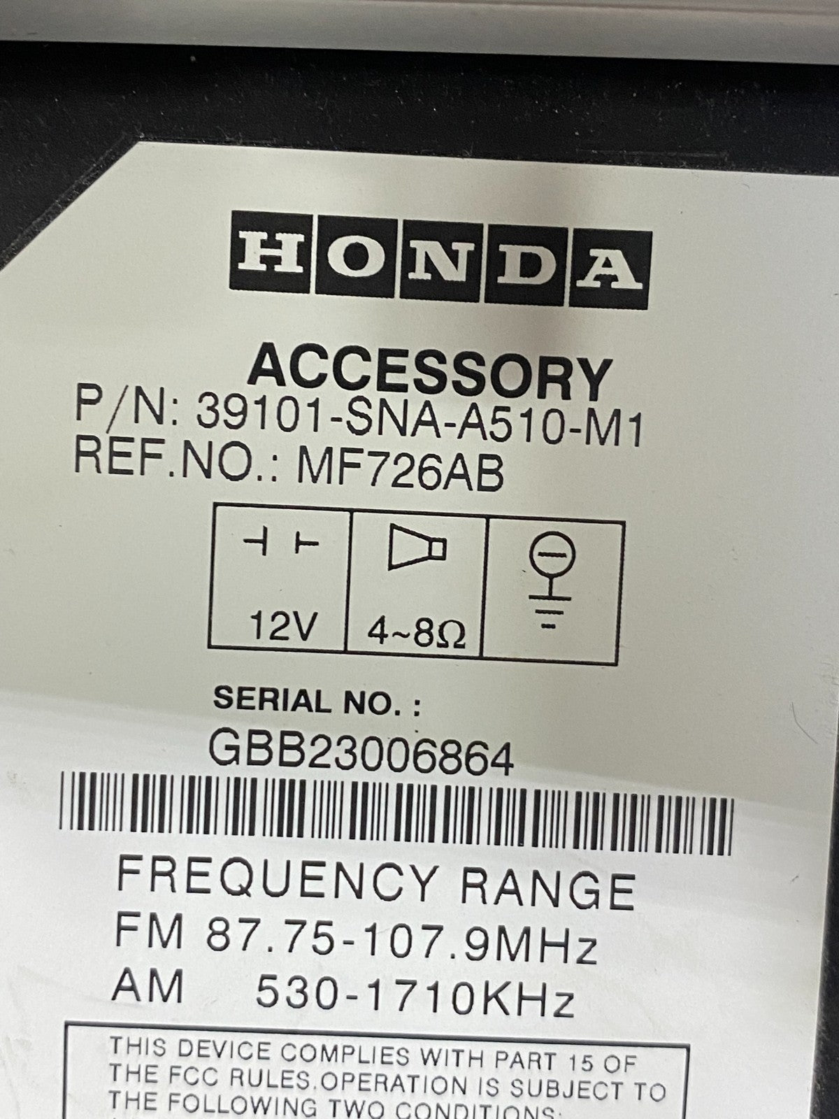 2006 - 2011 Honda Civic Radio AM/FM Climate Control Air Vent Bezel AD6574 DG6