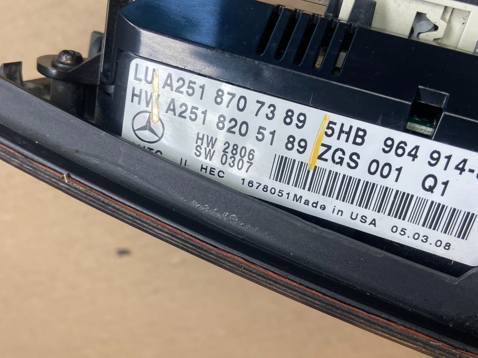 2006 2008 2009 Mercedes ML350 AC Temp Heater Climate Control AE4213 DG5