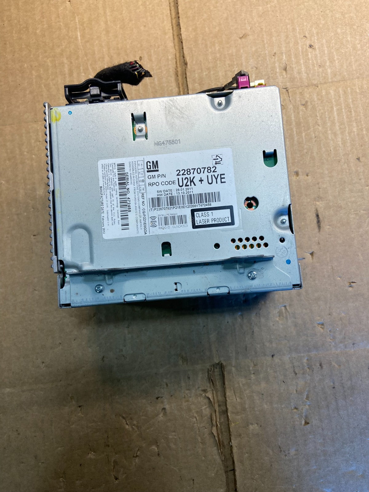 2011 to 2012 Chevrolet Equinox Cruze Radio Cd Receiver 22870782 Y7456 DG3