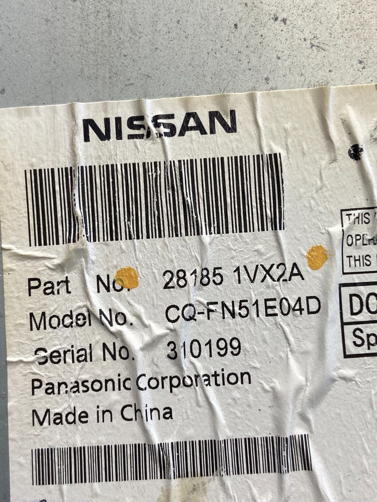 2013 to 2015 Nissan Rogue 28185-1VX0A Radio Receiver AM FM CD AF2682 DG6