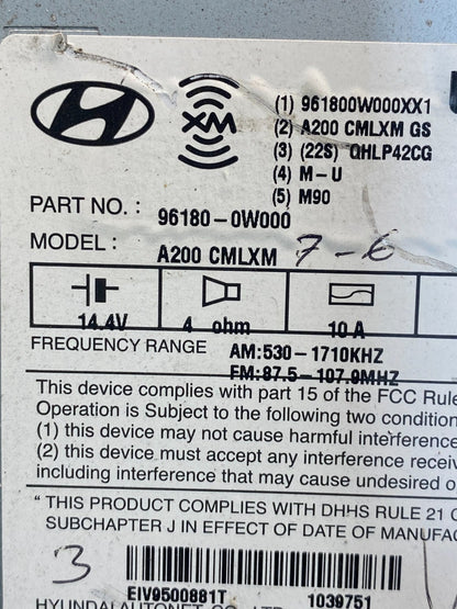 2007 to 2009 Hyundai Santa Fe AM/FM Radio CD Player AD7329 DG6