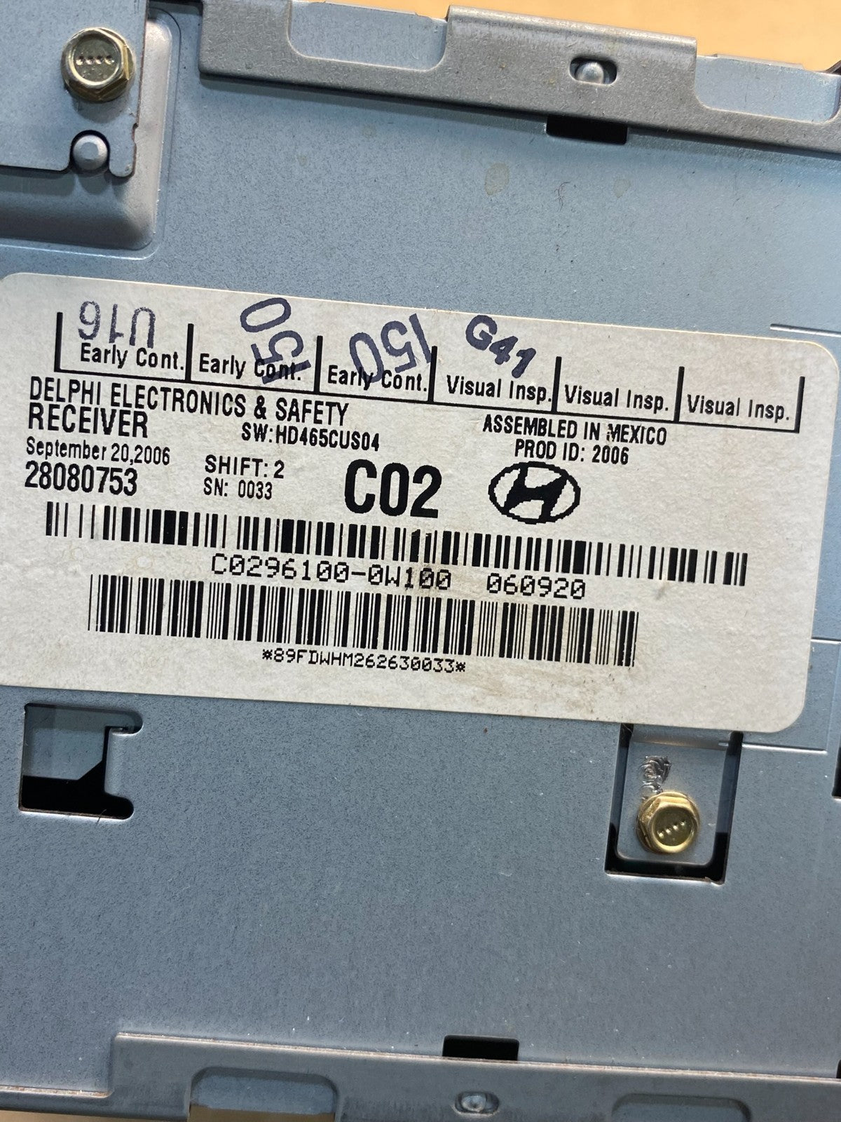 2007 to 2009 Hyundai Santa Fe AM/FM Radio CD Player AE74106