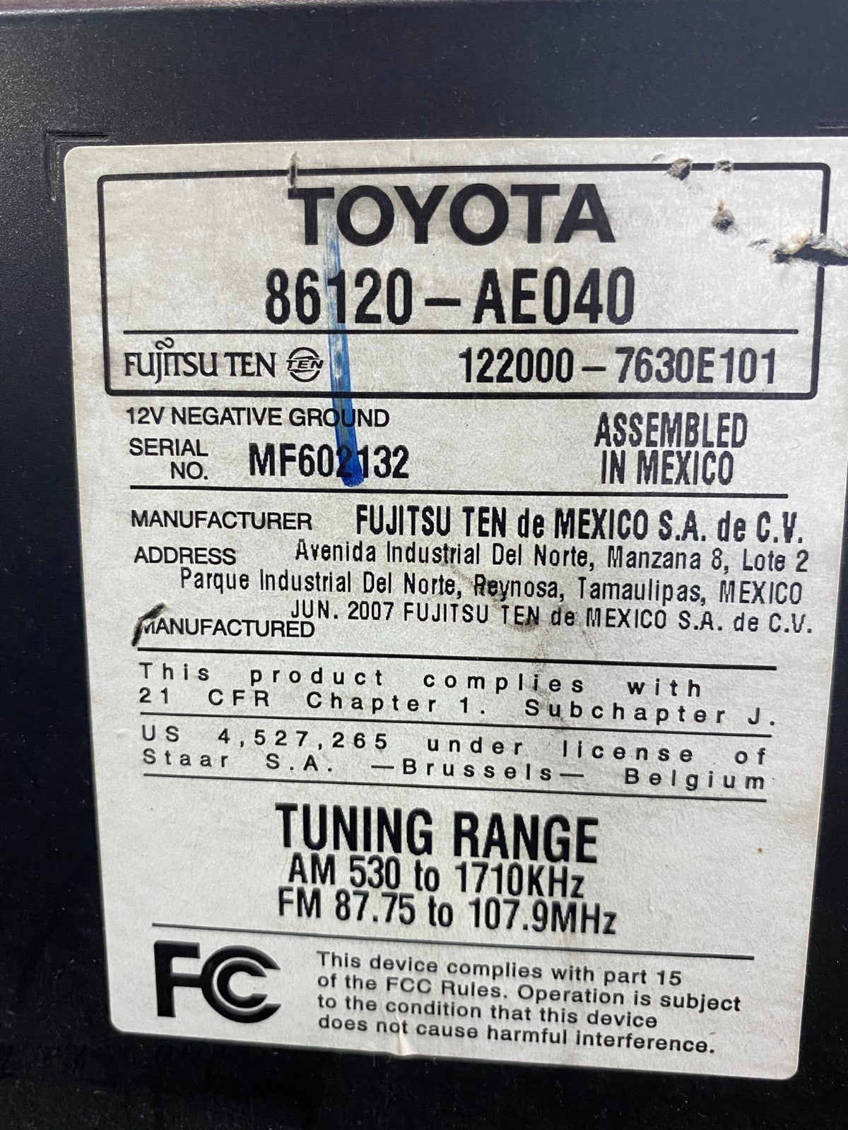 2004 to 2010 Toyota Sienna AM FM CD WMA Mp3 Radio Receiver Oem AB2688 DG8