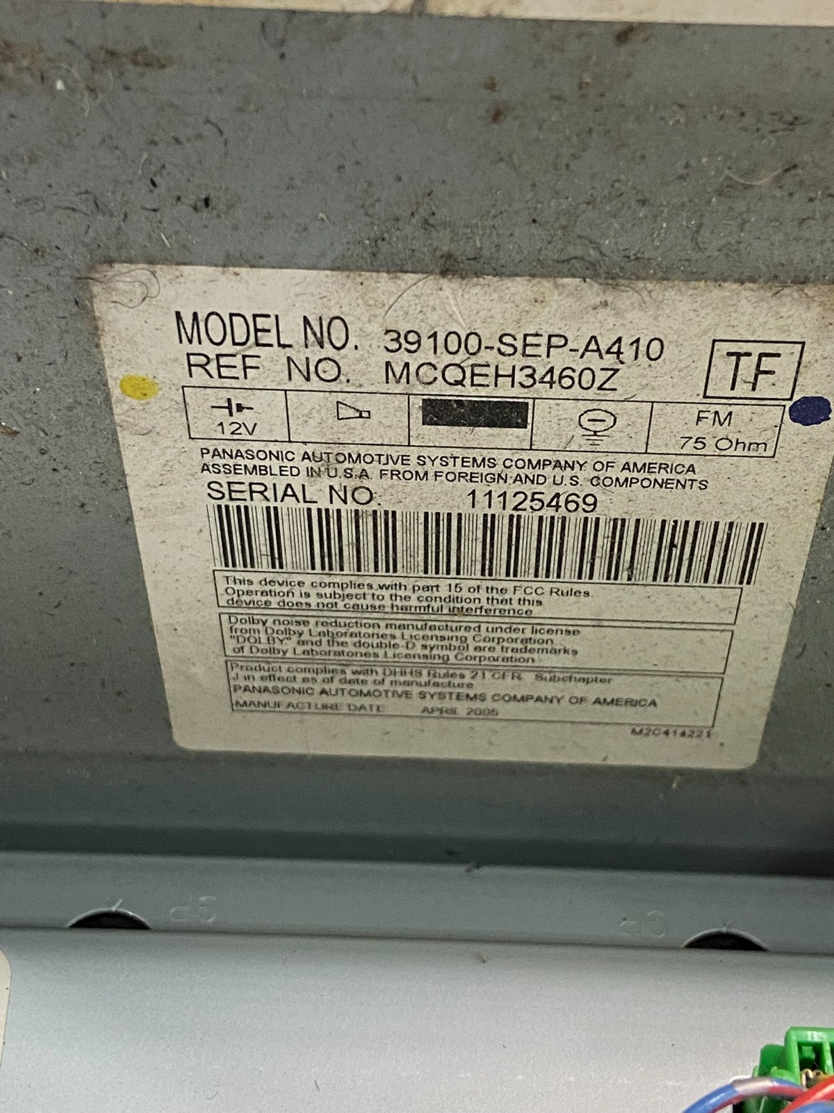 2004 2006 Acura TL CD Player Radio Climate Control AE4705 DG6