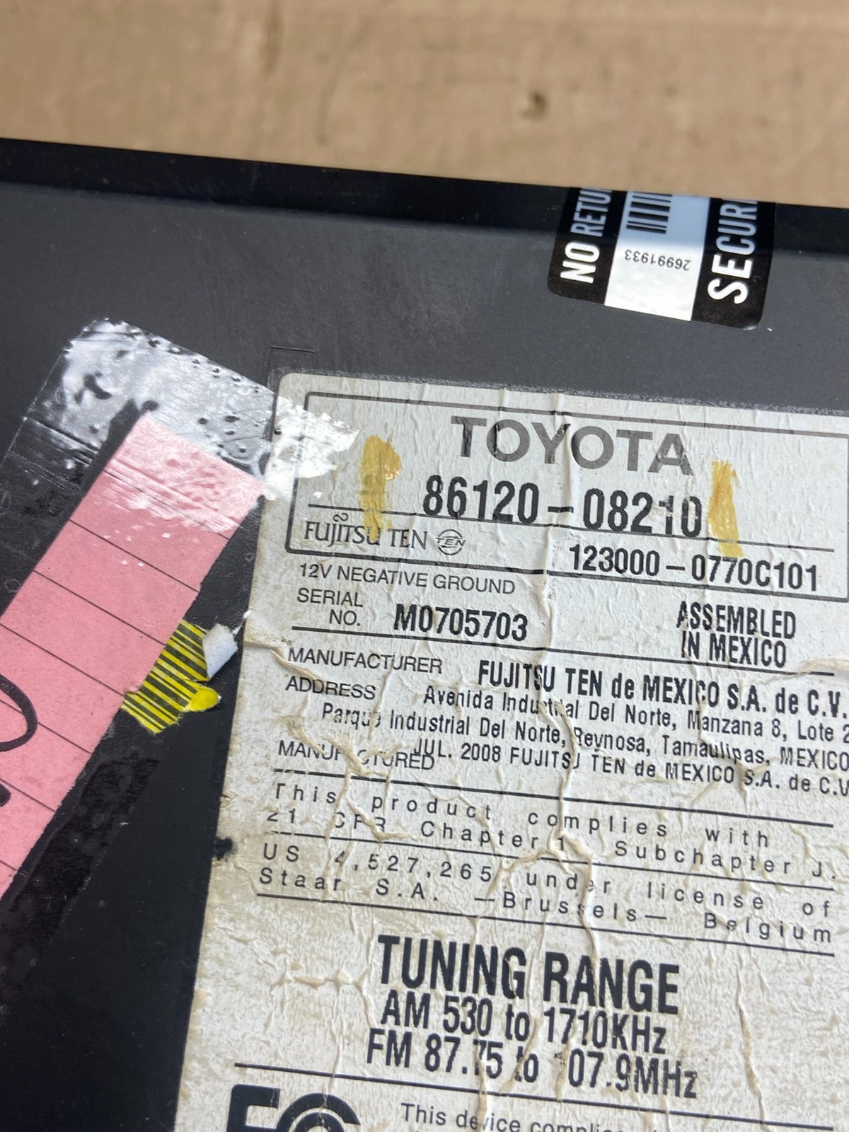 2004 to 2010 Toyota Sienna AM FM CD WMA Mp3 Radio Receiver Oem AB9396  DG5