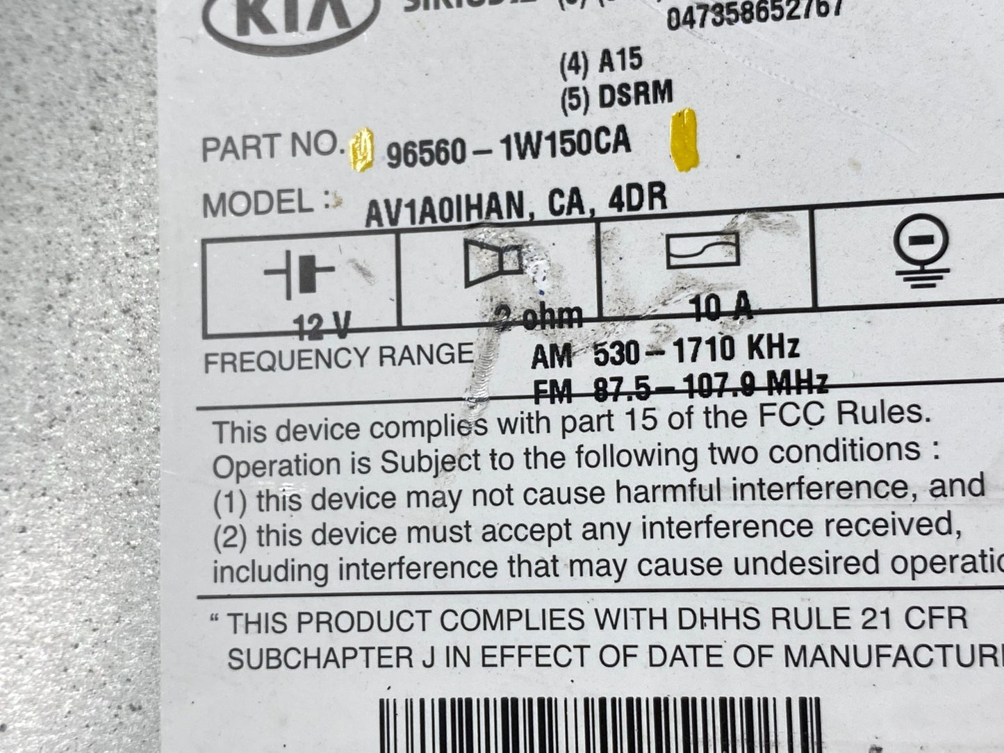 2012 to 2015 Kia Rio Am Fm Cd Player Screen Radio Receiver OEM R2949 DG7