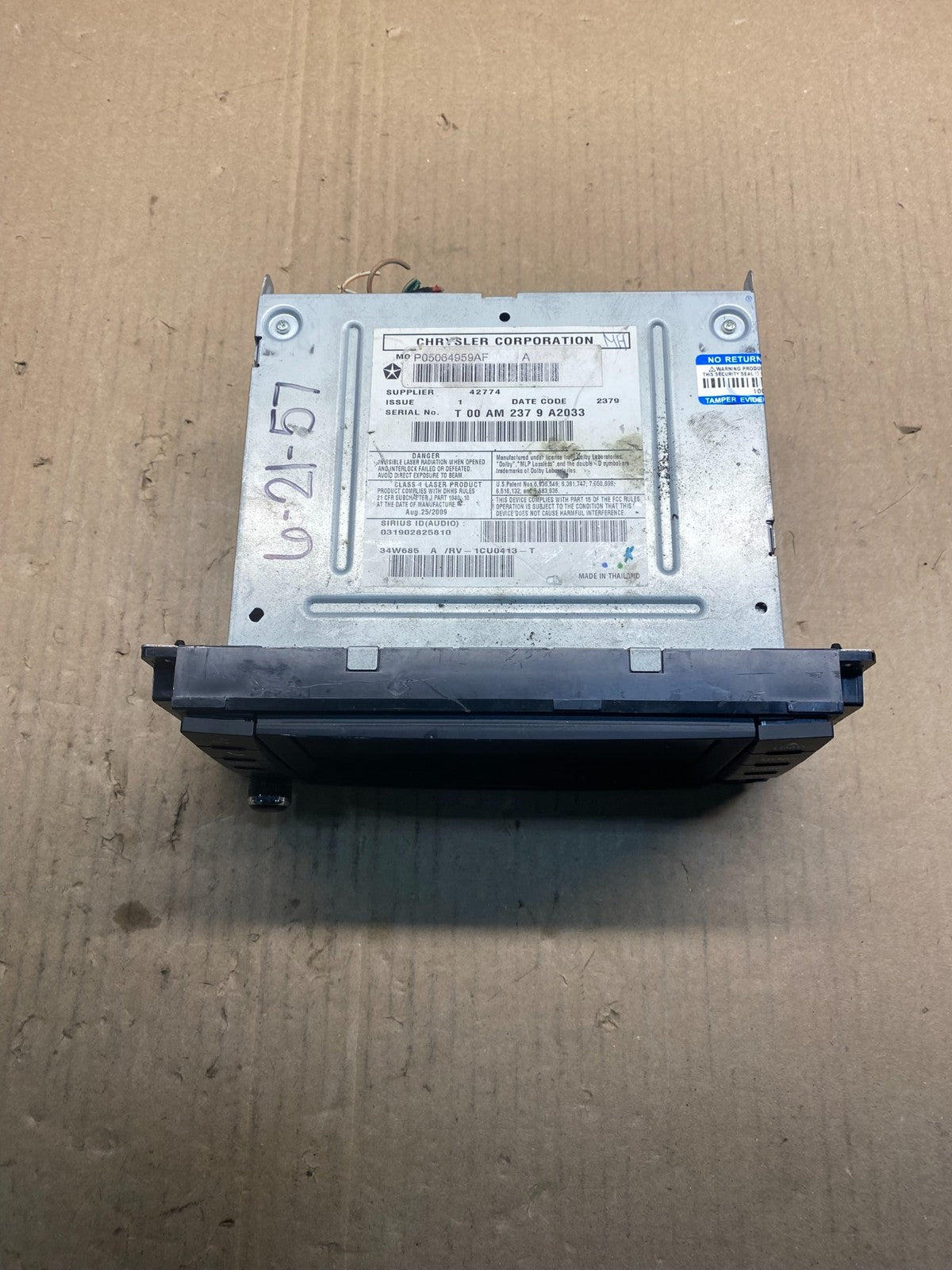 2009 2014 Jeep Dodge Chrysler Screen Display CD Player Satellite Radio ac2407 DG3