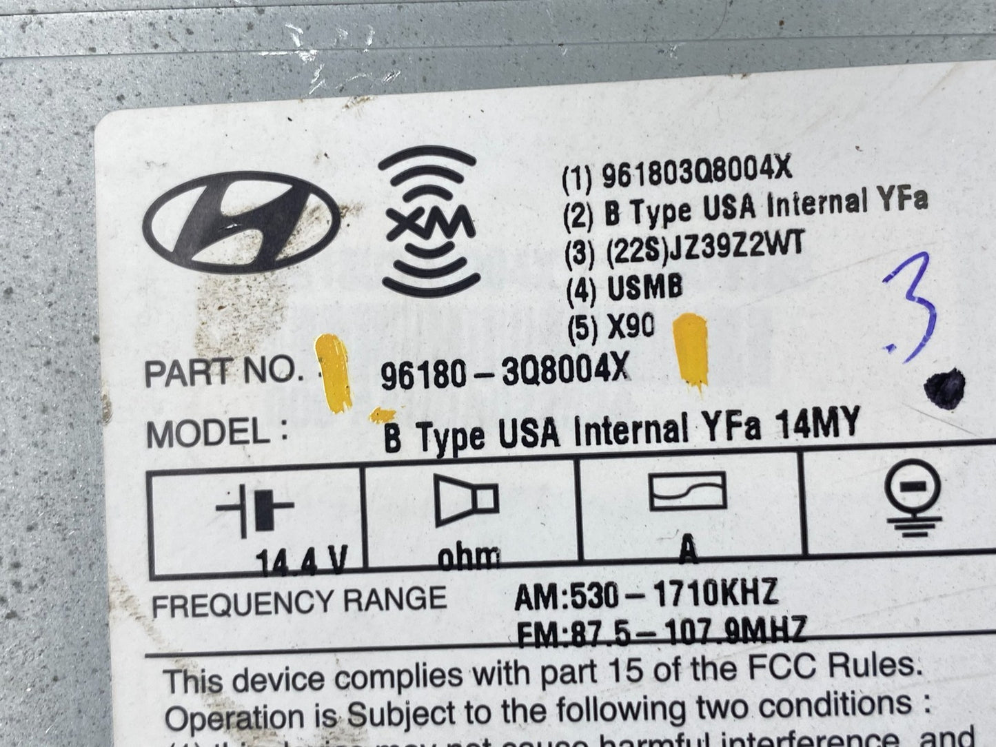 2012 to 2014 Hyundai Sonata Radio CD Player Screen Display Oem AB8995 DG5