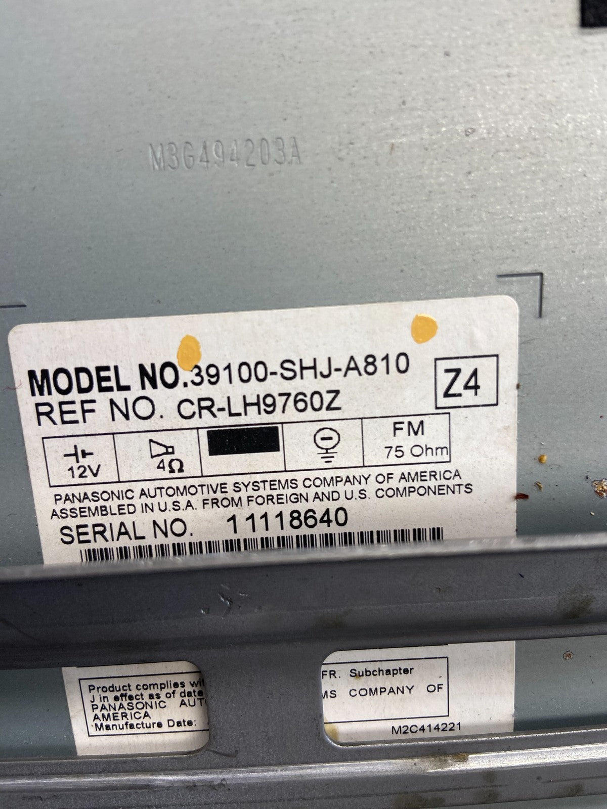 2005 to 2010 Honda Odyssey Am Fm Cd Player Radio Receiver AH3637 DG4