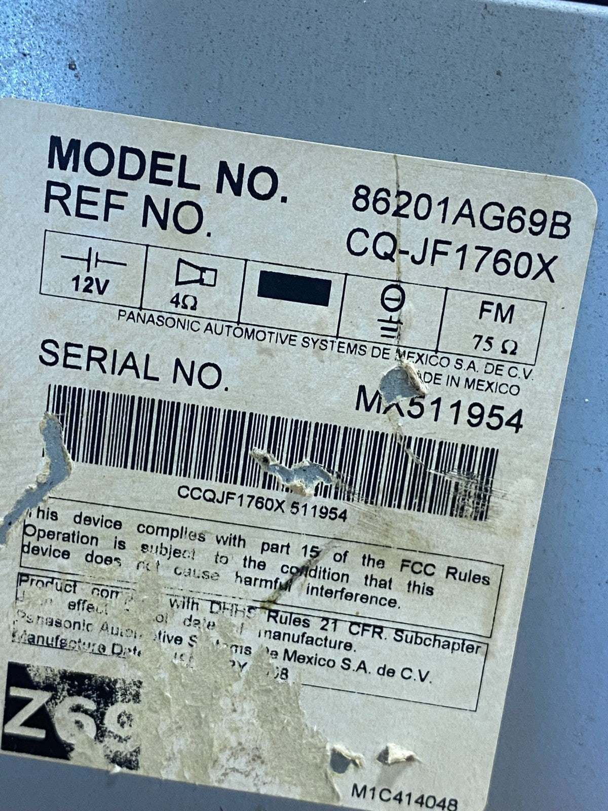 2007 - 2009 Subaru Legacy Outback Audi Radio CD Player AH4810 DG6