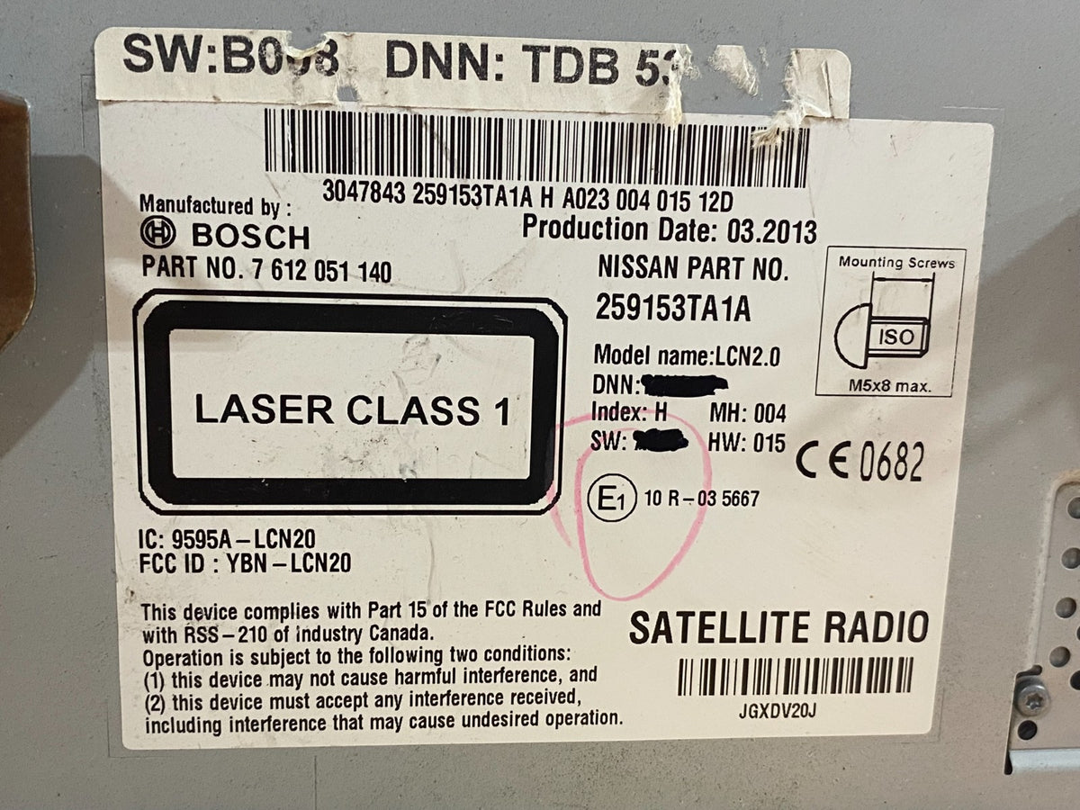 2013 to 2014 Nissan Altima Radio Screen Receiver AM-FM CD Player AI4790 DG7
