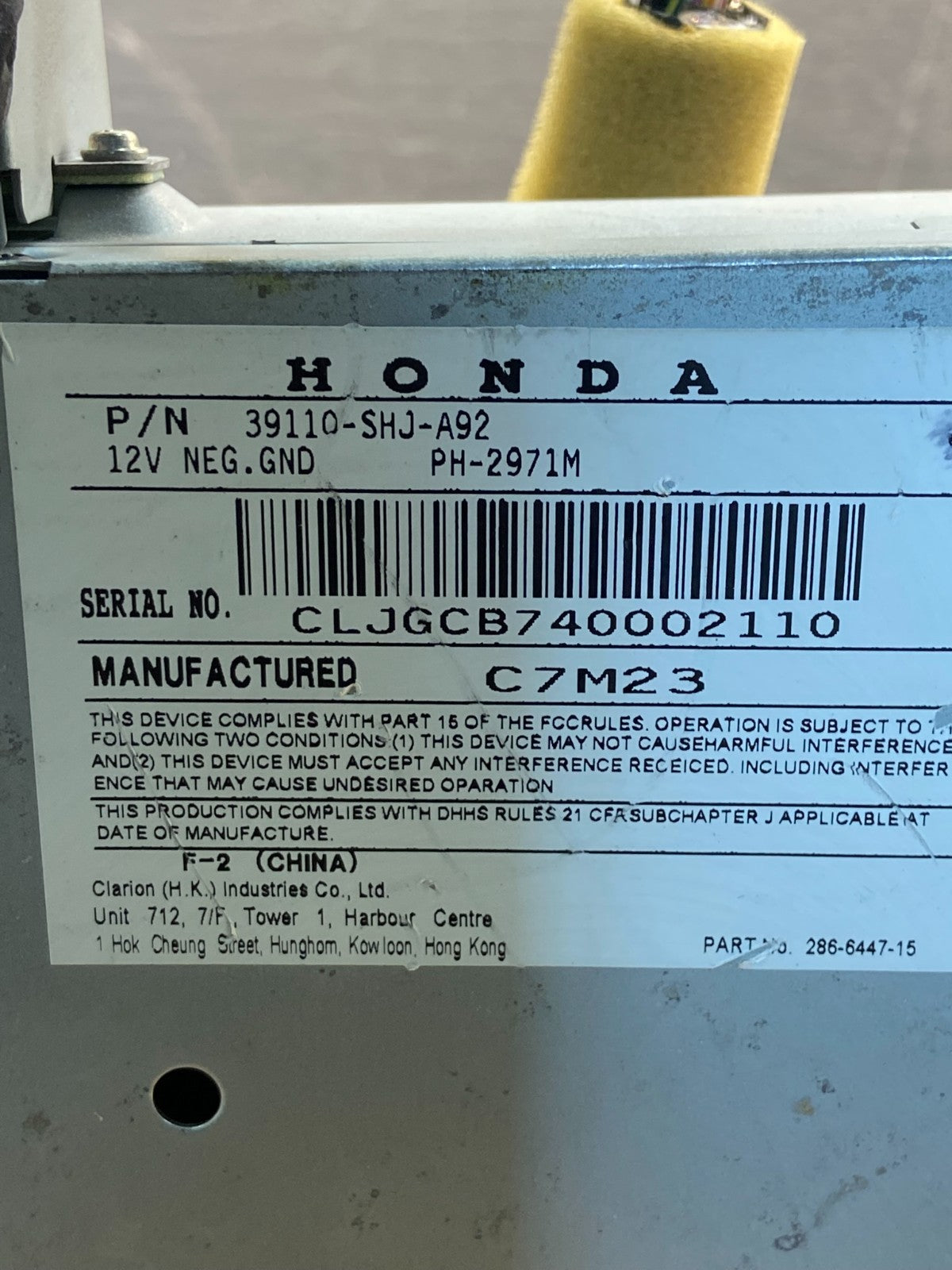 2005 to 2010 Honda Odyssey Navigation GPS Screen Display Radio AG1696 DG6