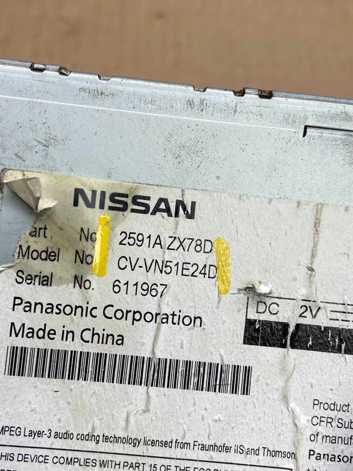 2010 - 2014 Nissan Maxima Radio CD Navigation OEM AA2783 DG5