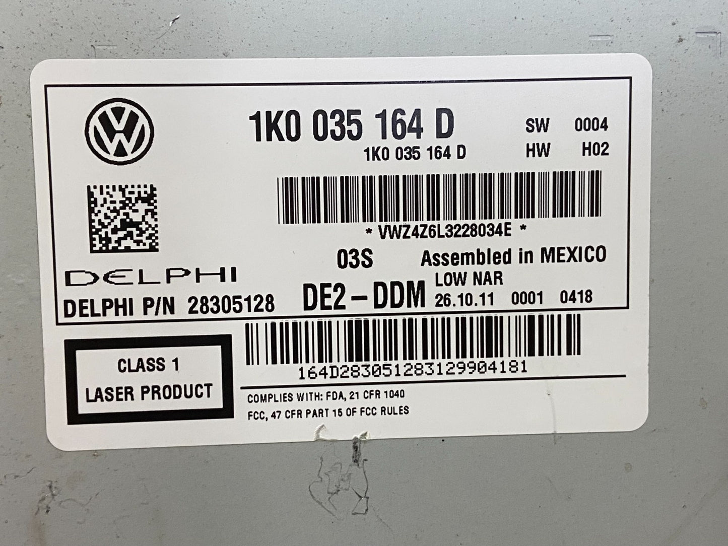 2011 to 2014 Volkswagen Passat Jetta Radio CD Player AM/FM AG1536 DG6