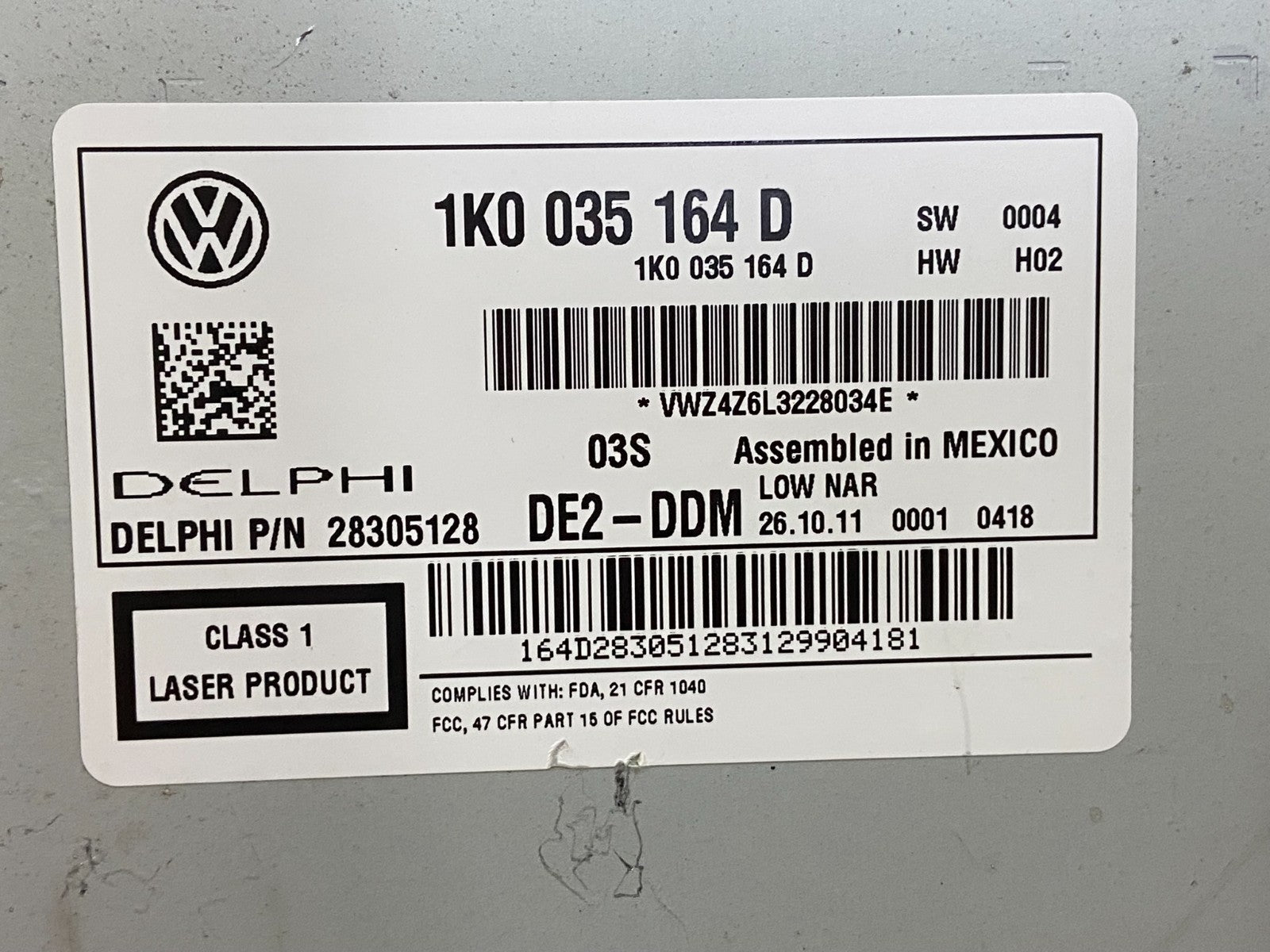 2011 to 2014 Volkswagen Passat Jetta Radio CD Player AM/FM AG1536 DG6