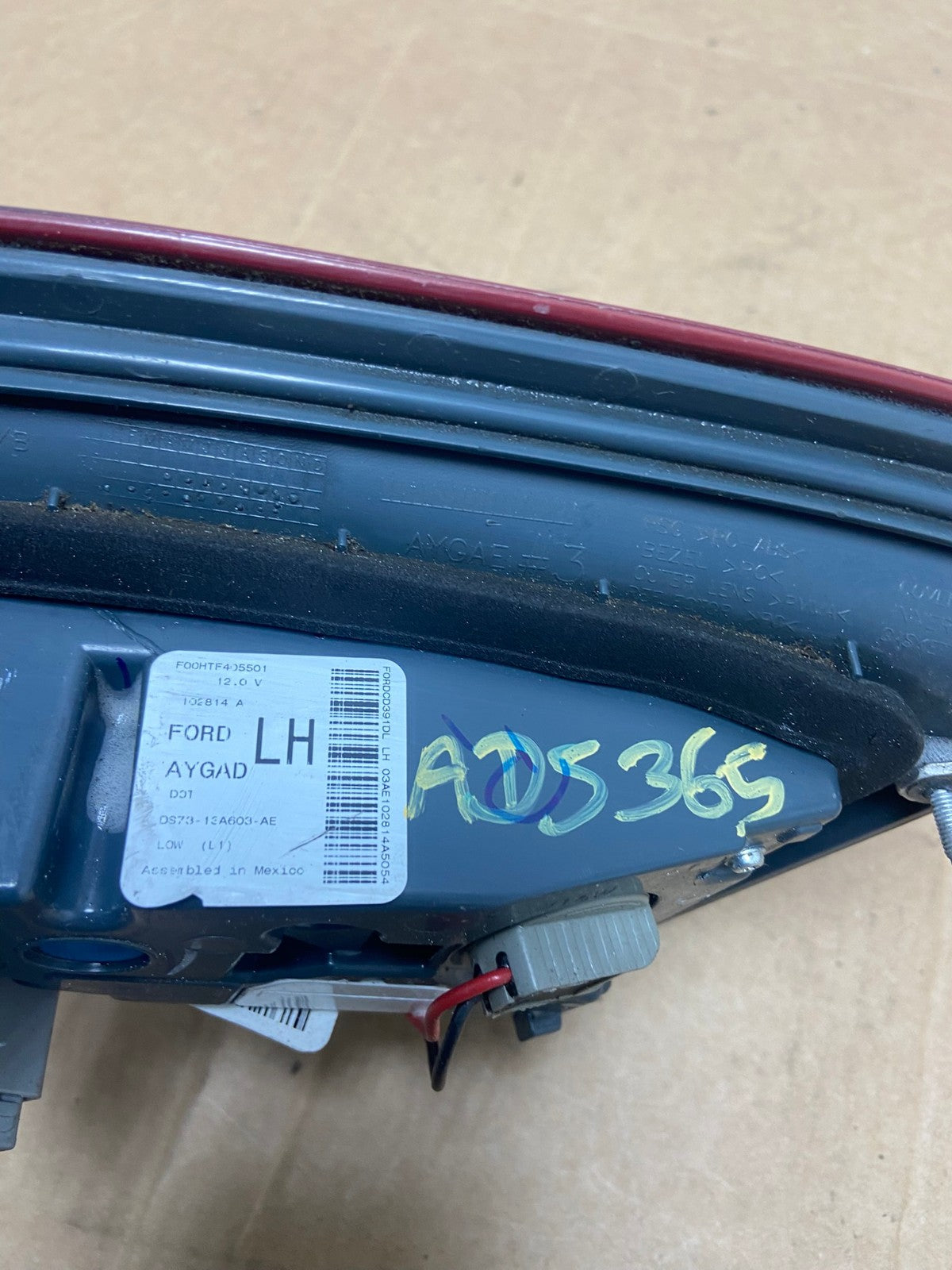 2013 to 2016 Ford Fusion Left Driver LH Side Tail Light Inner AD5365 LK5