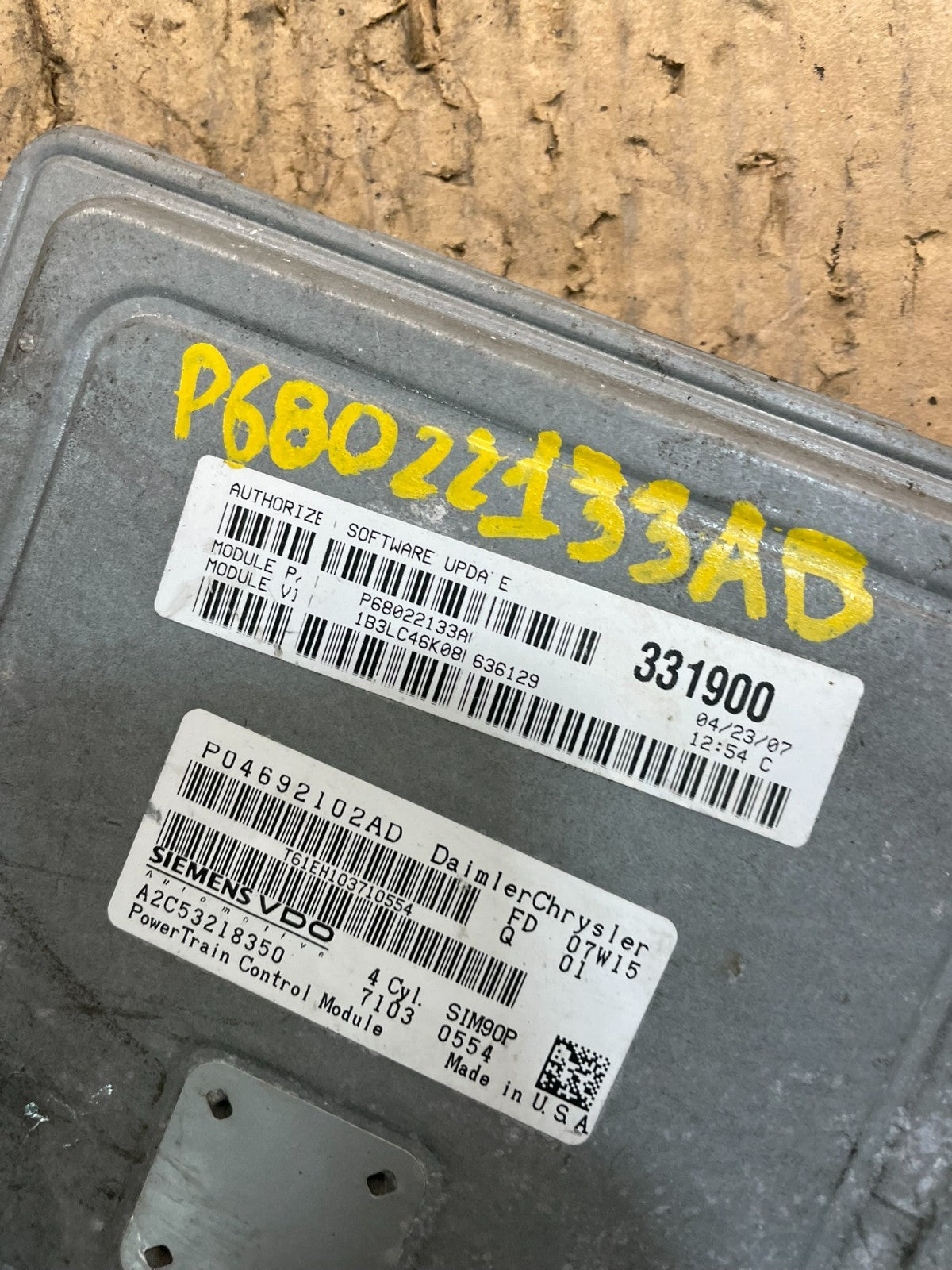 2007 2008 Dodge Avenger Sebring Engine Computer Control ECM ECU OE U9492 DG3