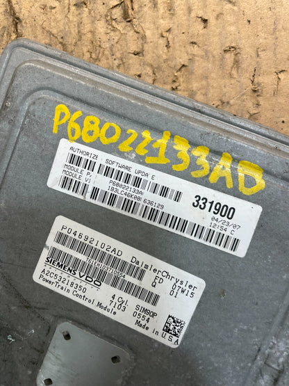 2007 2008 Dodge Avenger Sebring Engine Computer Control ECM ECU OE U9492 DG3