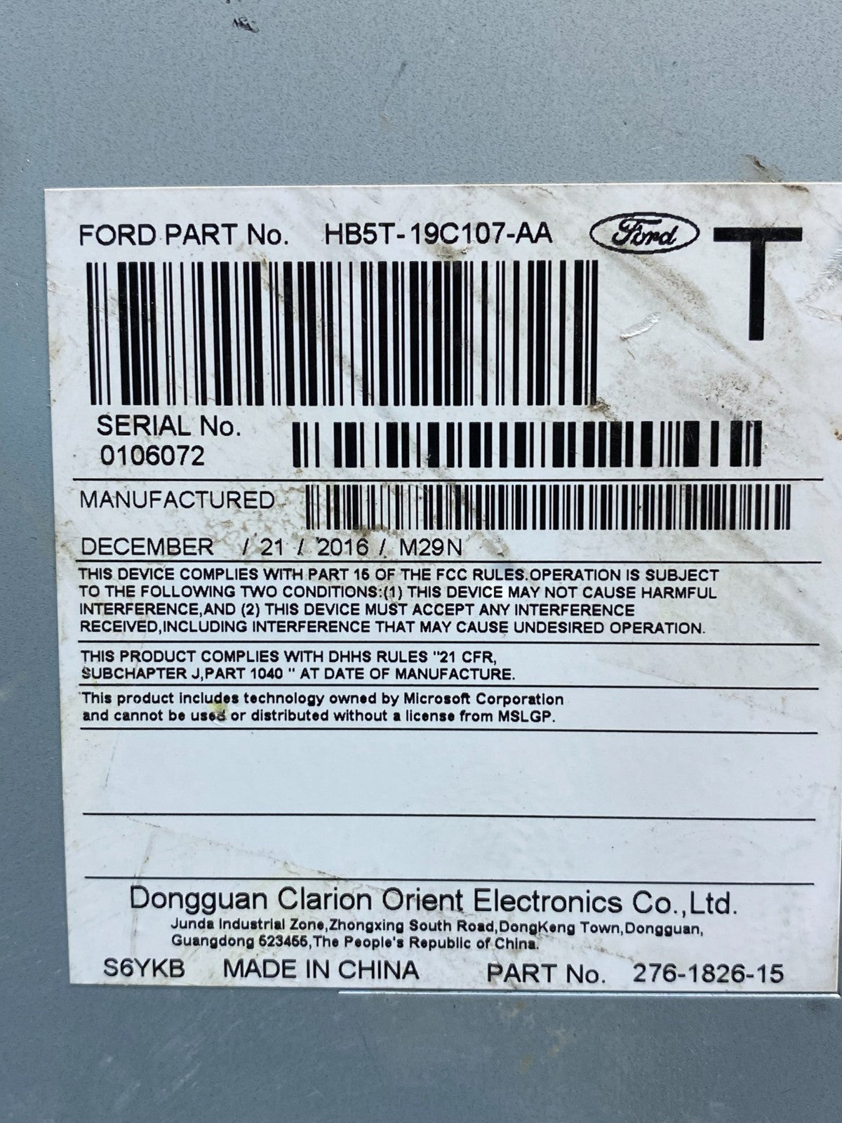 2017 2018 2019 Ford Explorer Audio Equipment Radio Receiver AM FM CD AI9969 DW6