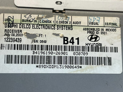 2003 to 2006 Hyundai Santa Fe AM/FM Radio CD Player AI0522 DG8