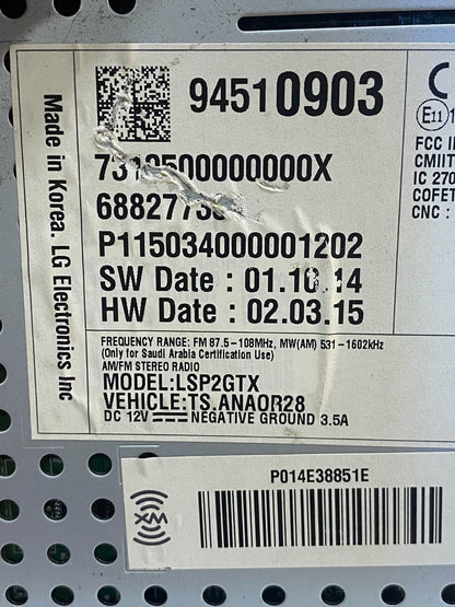 2013 2016 Chevy Sonic Radio Receiver Display Screen AM FM MP3 AG3813 DG6