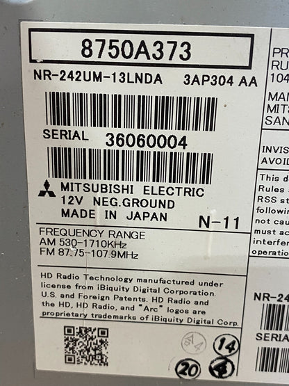 2014 2015 Mitsubishi Outlander Screen Am Fm Cd Player Radio Receiver ae7815 DG7