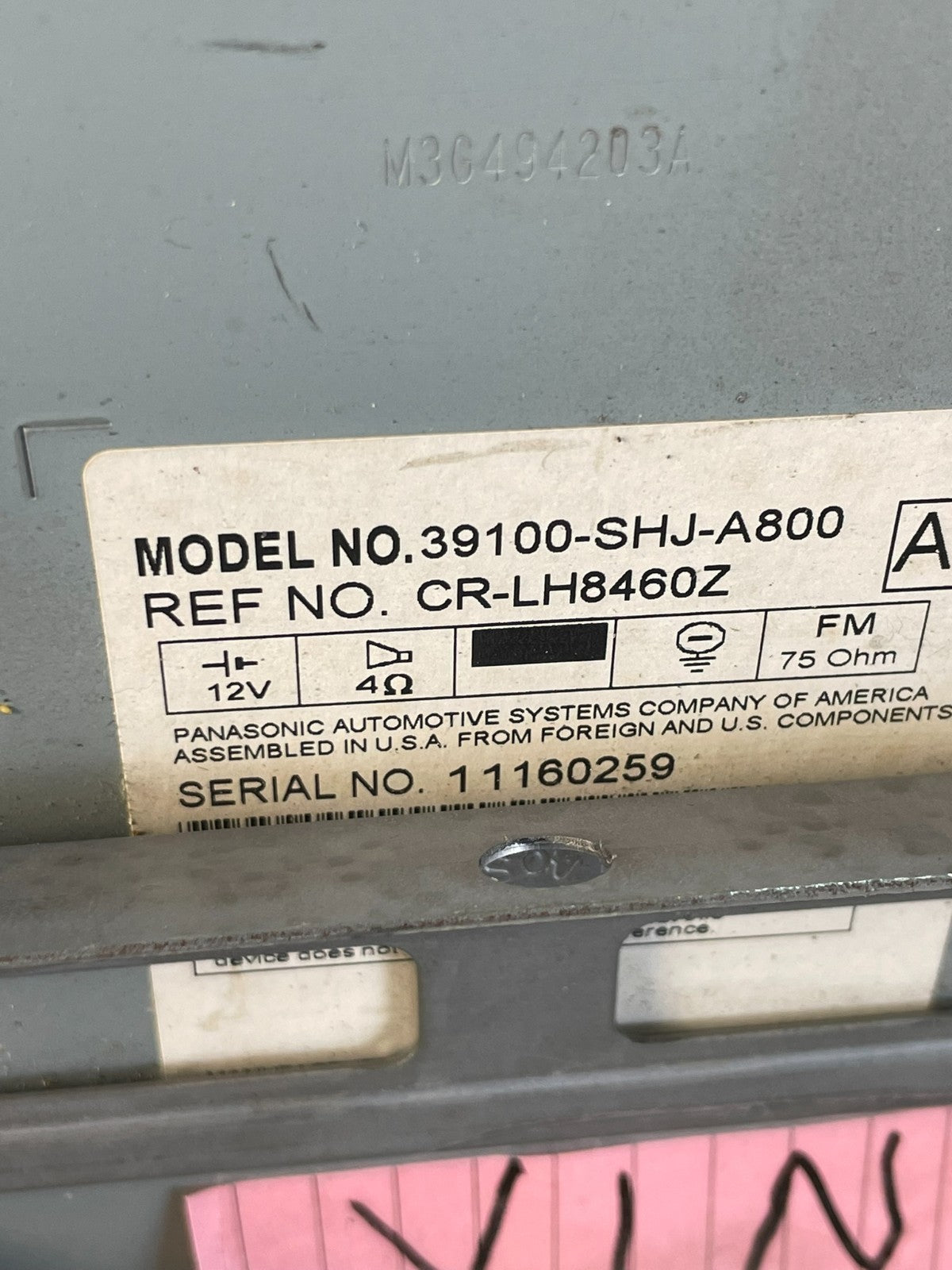 2005 to 2010 Honda Odyssey Am Fm Cd Player Radio Receiver AC4902 DG7