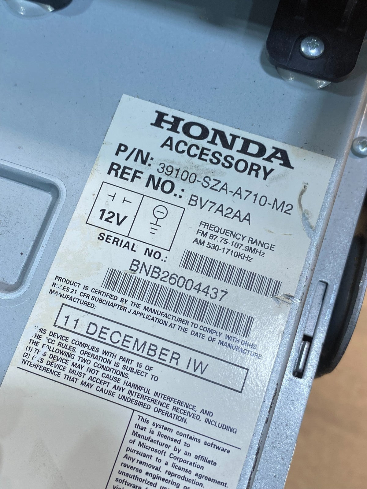 2012 Honda Pilot AM FM CD Audio Radio Player Climate Control AH7280 DG6