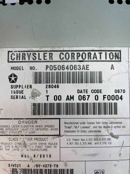 2008 to 2012 Chrysler Town Country DVD Player Receiver ad5942 DG8