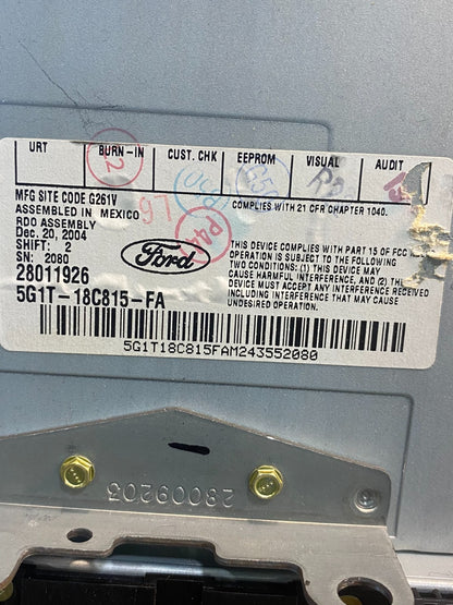 2005 to 2007 Ford Five Hundred Montego Radio CD Player AF3883 DW6