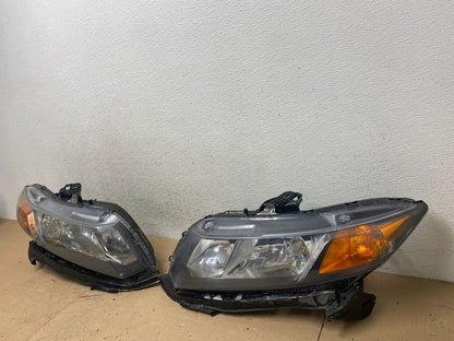 2012 Honda Civic Left+Right Side Headlights Halogen AG4826 DW2