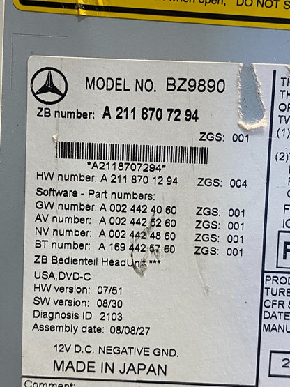 2009-2011 Mercedes Benz W211 E350 E500 Radio Screen Navigation Display AF3901 DW6