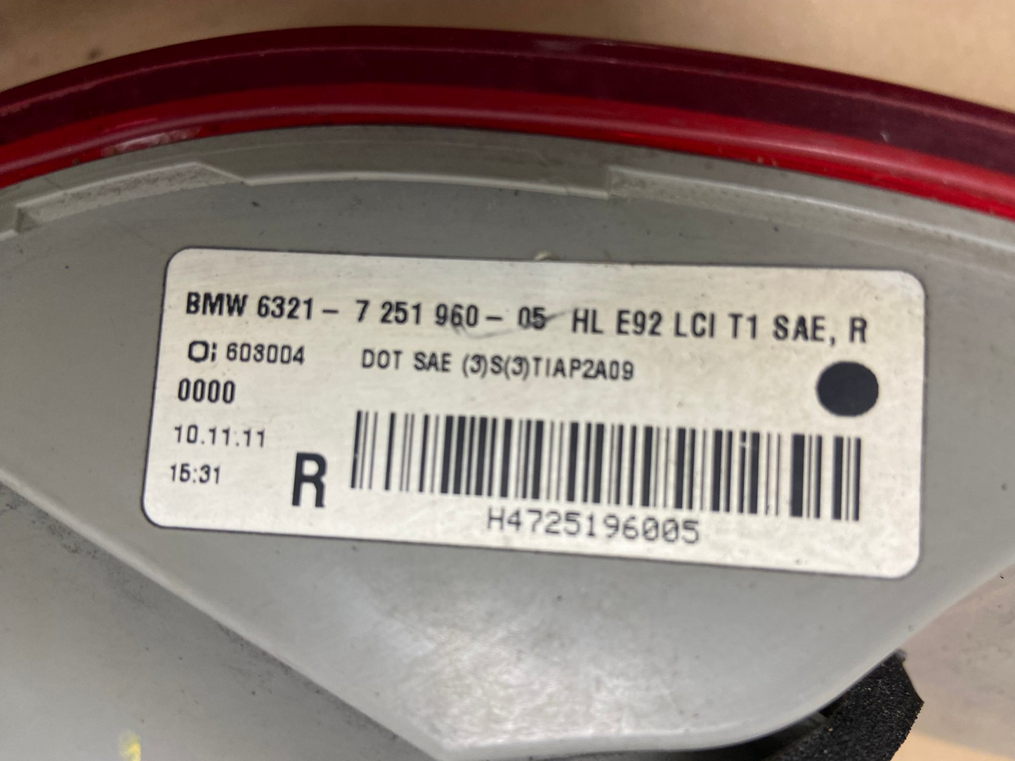 2011 2013 BMW 3 Coupe 328i 335i M3 E92 Right Passenger Tail Light AG9133 LK6