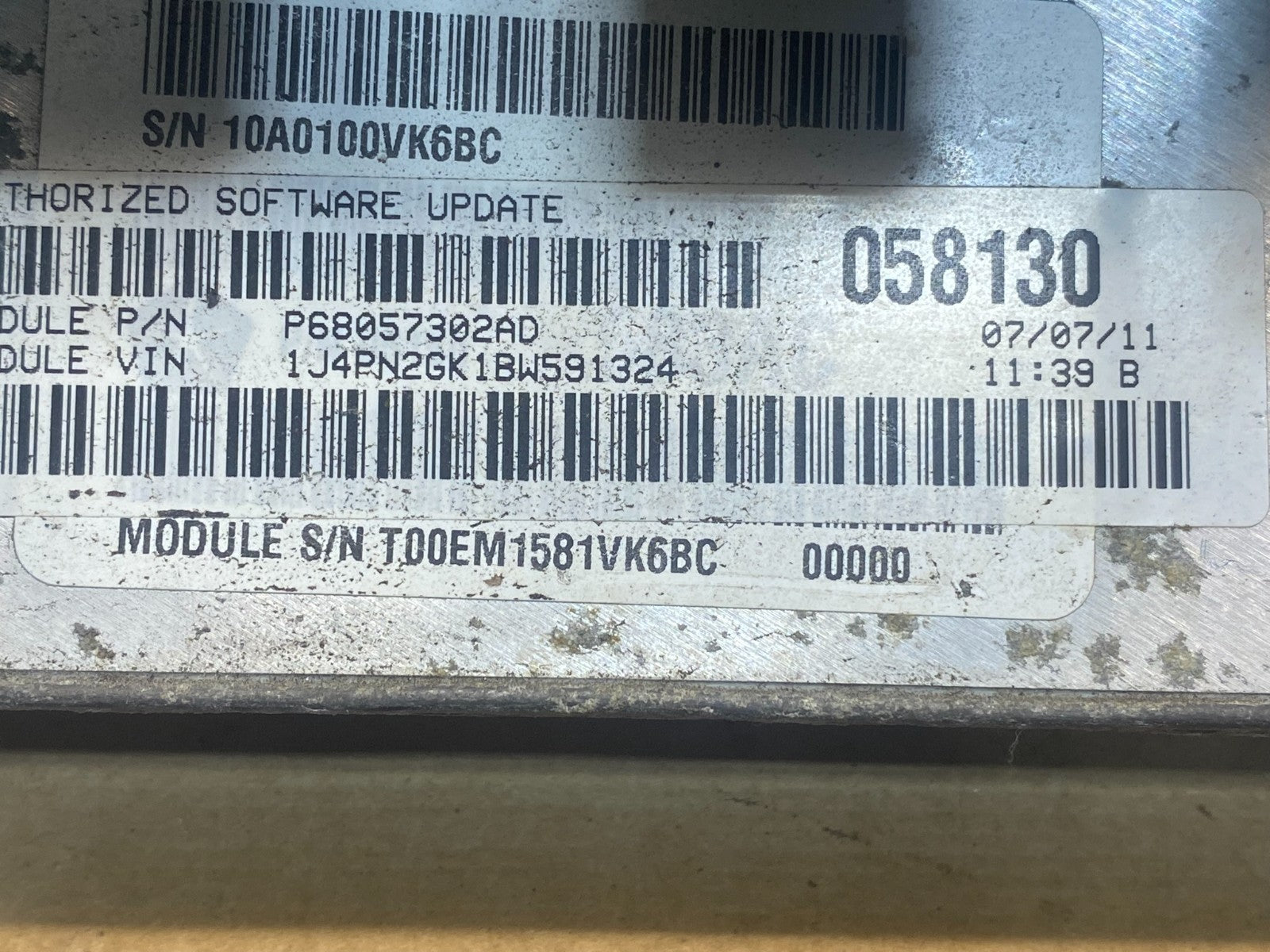 2011 Jeep Liberty 3.7L PCM ECM ECU Engine Control Module P68057302AD ag6115 DG2
