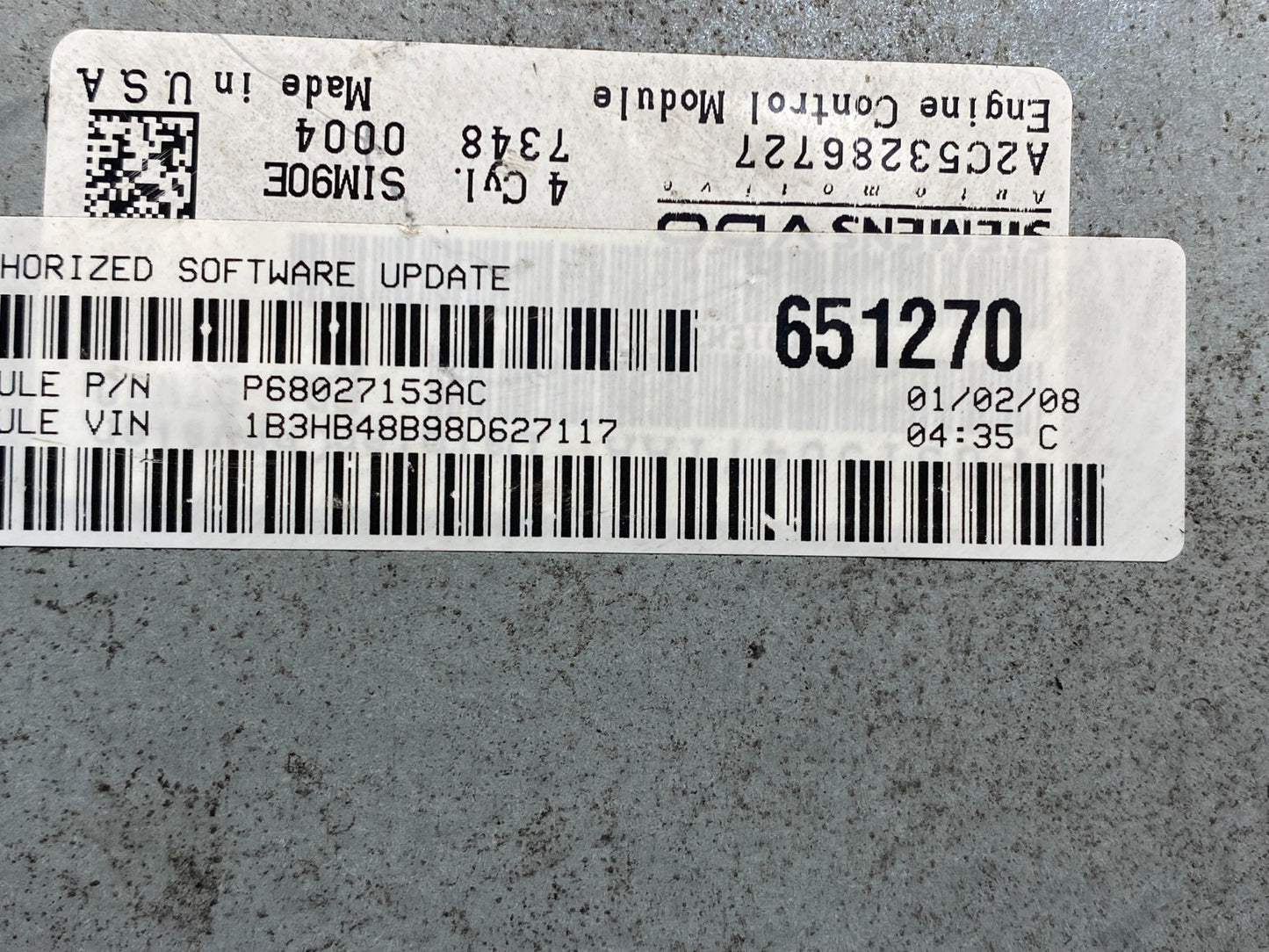 2007 to 2010 Dodge Caliber ECM Engine Computer Module ECU af7679 DG2