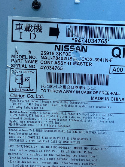 2013 - 2016 Nissan Pathfinder Radio Stereo Audio CD Player Receiver AG1608 DW6